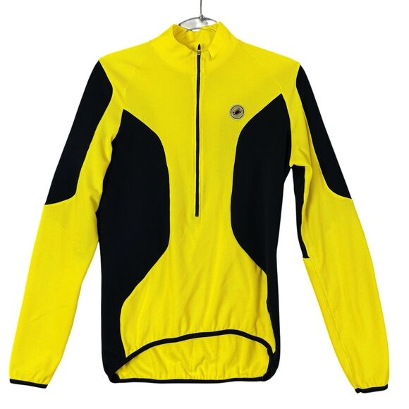 Castelli Cycling Jersey Yellow Long Sleeve 3/4 Zipper Adult L Simple Therm - Picture 1 of 10